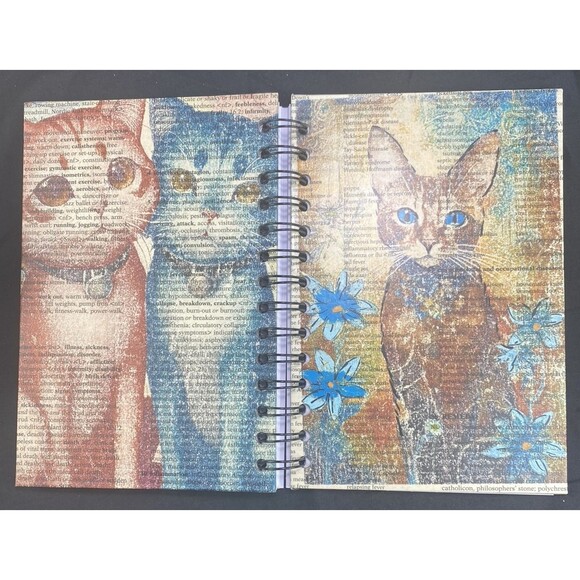 Journal Unique Cat Lover Designs Handmade Upcycled Spiral Notebook Animal Lovers - Picture 7 of 7